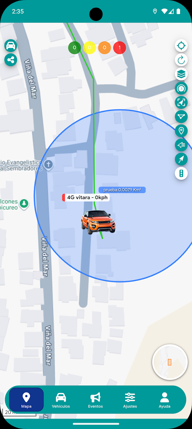 Mapa en tiempo real de la aplicación Expert GPS